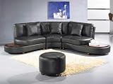 3 pcs Sectional Italian Leather Sofa Set, Item#2229-BLACK