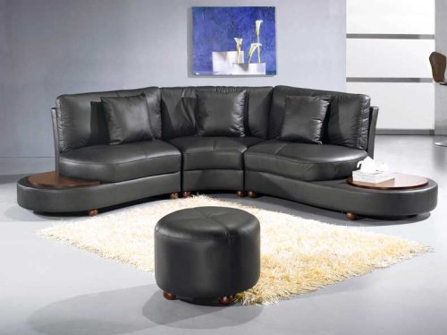 3 pcs Sectional Italian Leather Sofa Set, Item#2229-BLACK