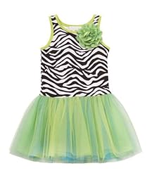 Girls Zebra Print Sleeveless Tank Illusion  Cotton/Spandex/Tulle/Knit  Dress With a Bow(s)