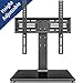 FITUEYES Universal TV Stand Table Top TV Stand for 27-55 inch LCD LED TVs 6 Level Height Adjustable TV Base with Tempered Glass Base & Security Wire VESA 400x400 Holds up to 88lbs TT103701GB
