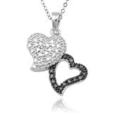 Sterling Silver Diamond Accent Double Heart Pendant, 18