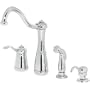 Pfister T26-4NYY Marielle Single Handle 4-Hole Kitchen Faucet with Sidespray, Tuscan Bronze