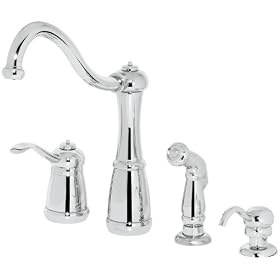 Pfister T26-4NYY Marielle Single Handle 4-Hole Kitchen Faucet with Sidespray, Tuscan Bronze