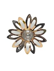 3-Dimensional Sterling Silver Flower Brooch-Gold plate, Made in Italy. Length & Width Both 1.6 inches (4cm)