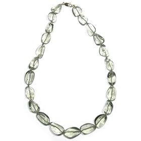 14k Yellow Gold Lab-Created Green Amethyst Necklace, 17 by
