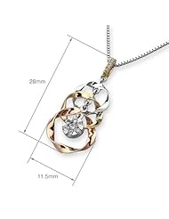 (X1000Diamond) 18K/750 Rose Yellow White Gold Diamond Pendant W/925 Sterling Silver Chain (0.14 carats, G-H color, VS2-SI1 Clarity)