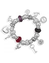 MMA Silver - Multibead and Charm Stretch Bracelet