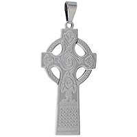 Stainless Steel Gallen Priory Celtic Cross Pendant, 2 in. (50 mm) long