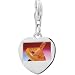 Pugster 925 Sterling Silver Plastic Orange Dreidel Photo Heart Frame Charm