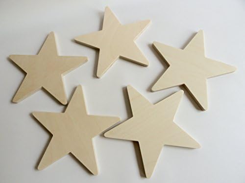 Five Stars Full-bodied. Height of 4 Inches. Wooden Stars. Set of Five Stars.