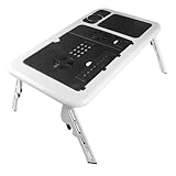 GTMax Durable White Plastic Foldable Laptop Tray with Cooler Fan for Apple Macbook, Macbook Pro, iMac, Macbook Air, Mac Mini Laptop