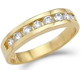 Solid 14k Yellow Gold Ladies Channel Set CZ Cubic Zirconia Wedding Band Ring 1.5 ct