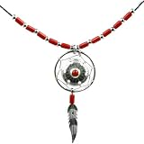 Dream Catcher Red Coral Wonderment Necklace Very Small Sterling Silver, 18"