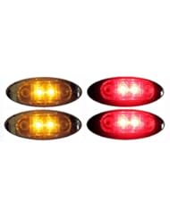 Automotive Parts and Accessories: 2 Red 2 AMBER LED Oval Clearance/Side Marker Light with Chrome Bezel Clear Lens for TRUCK TRAILER 2" Autosmart KL-15114C - KUAN TONG