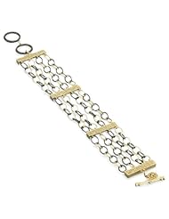 Freida Rothman Belargo Jewelry Two-Tone Multi-Links Bar Toggle Bracelet
