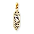 14k Two-tone Mezuzah w/shin Pendant