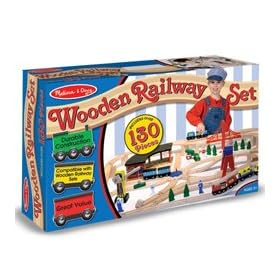 Melissa and Doug Deluxe Wooden Railway Set
