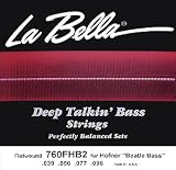 LaBella 760FHB2 Flatwound Short Scale Bass 4-String Pack (.039-.096) For Hofner Beatle Bass