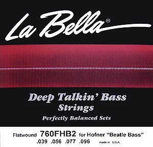 LaBella 760FHB2 Flatwound Short Scale Bass 4-String Pack (.039-.096) For Hofner Beatle Bass