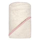 Bumkins Organic Cotton Hooded Towel Set - Rose Satin Trim