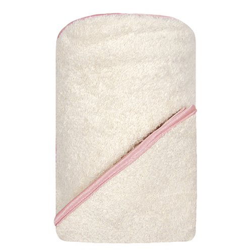 Bumkins Organic Cotton Hooded Towel Set - Rose Satin Trim