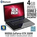 Visionman Widow WGMI-4SG200 Gaming Laptop &ndash; Intel Core 2 Extreme QX9300 2.53GHz, 4GB DDR3, 80GB SSD, 640GB HDD, BD-ROM/DVDRW, 18.4" Full HD, 2x GTX 280M SLI, Windows 7 Ultimate 64-bit, Carrying Bag