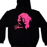 Marilyn Monroe and Signature In Pink Neon Hooded Men's Sweatshirt