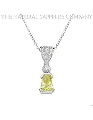 1.16ct. Natrual Untreated Yellow Sapphire Pendant with pave set diamonds 0.08ct. total