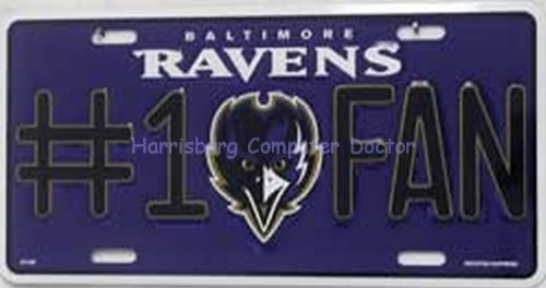 Baltimore Ravens #1 Fan NFL Football License Plate Plates Tag Tags auto vehicle car front