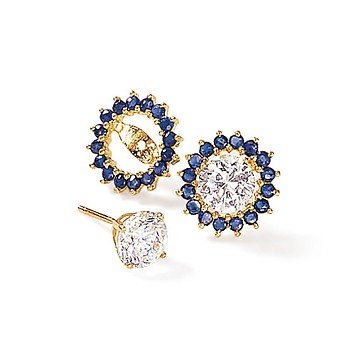 14kt Round Sapphire Sun Earring Jackets