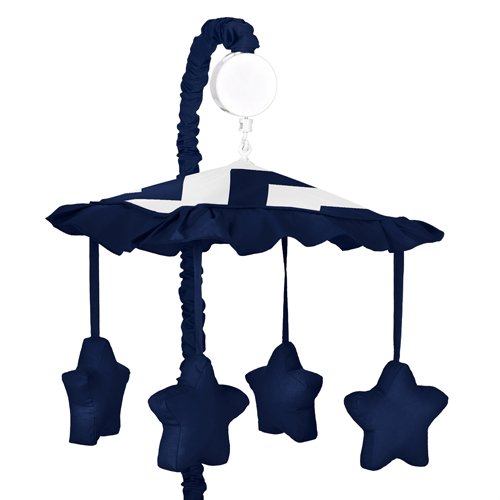 Zig Zag Navy and White Chevron Musical Baby Crib Mobile by Sweet Jojo Designs
