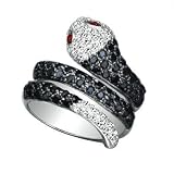 Sterling Silver Clear Black Snake CZ Ring