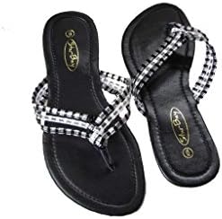 Starbay Luna-2522 Womens Summer Thong Flip-Flop Fashion Braided Design Sandals With Small Wedge Black 7