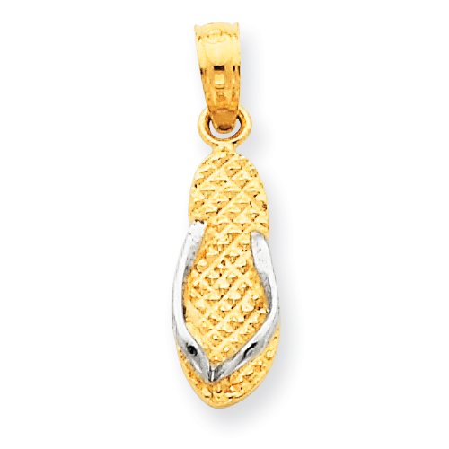 14k Gold & Rhodium 3-D Hawaii Flip-Flop Pendant