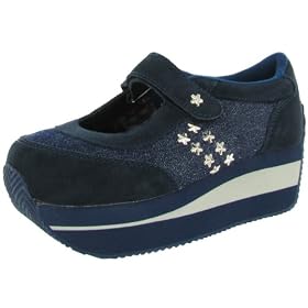 Buy VOLATILE Starship Ladies Casual Platforms Wedges Shoes Sneakers Slip Ons Velcro Studded Navy... by Volatile