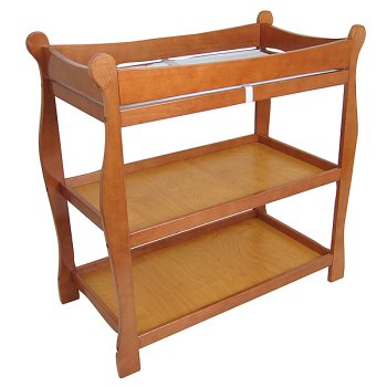 Sleigh Baby Changing Table with Walnut Finish