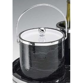 Kraftware 61265 Ebony Marble with Chrome 3 Quart Ice Bucket with Bale Handle, Bands and... by Kraftware