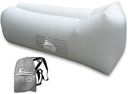 OUZHE - Inflatable Lounger Air Filled Balloon Furniture with Carry Bag. Inflates in Seconds. Hangout as Lounge Chair, Bean Bag, Air Hammock, Sofa, Couch (Purple) (gray)