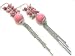 Shoulder Duster Pink Wood Beaded Cluster 5 Long Chain Cascading Hook Earrings