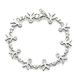18k White Gold Bracelet with People and Hearts