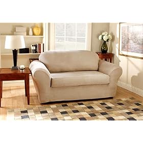 Sure Fit Stretch Suede 2-Piece Loveseat Slipcover