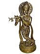 Lord Krishna Fluting Brass Sculpture Hindu Spiritual Statue Meditaion Altar Brass Idol 15"