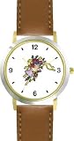 41H6VSYn5wL. SL160  Red Roses   Pink Wedding Bells   WATCHBUDDY® DELUXE TWO TONE THEME WATCH   Arabic Numbers   Brown Leather Strap Size Large
