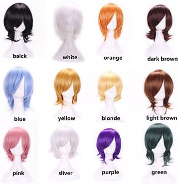 HJL-Hot Sale New Stylish Harajuku Anime Cosplay Wigs Heat Resistant Young Short Colors Synthetic Hair Wig For Japanese Anime , purple