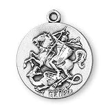 Sterling Silver Saint George Medal and 24-inch Chain