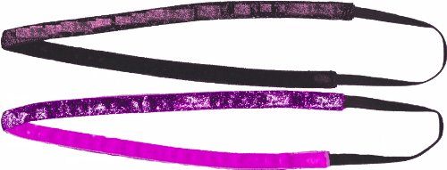Elastic Sports Headband / Sweatband by Sweaty Bands - 2 Pack (1 Black Sparkle, 1 Purple Sparkle)