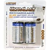 Ultralast Rechargeable NiMH Batteries - C Cell, 2 Pack, 3000mAh