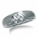 1 10th Carat Mens Wedding Band in White Gold