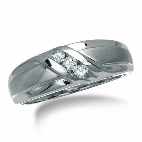 1/10th Carat Men's Wedding Band in White Gold