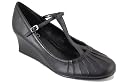 Via Uno ladies leather wedge T-bar shoe in black, olive green or chestnut brown. Free UK P&P. Sale price &pound;29.99